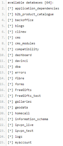 Partial list of databases?